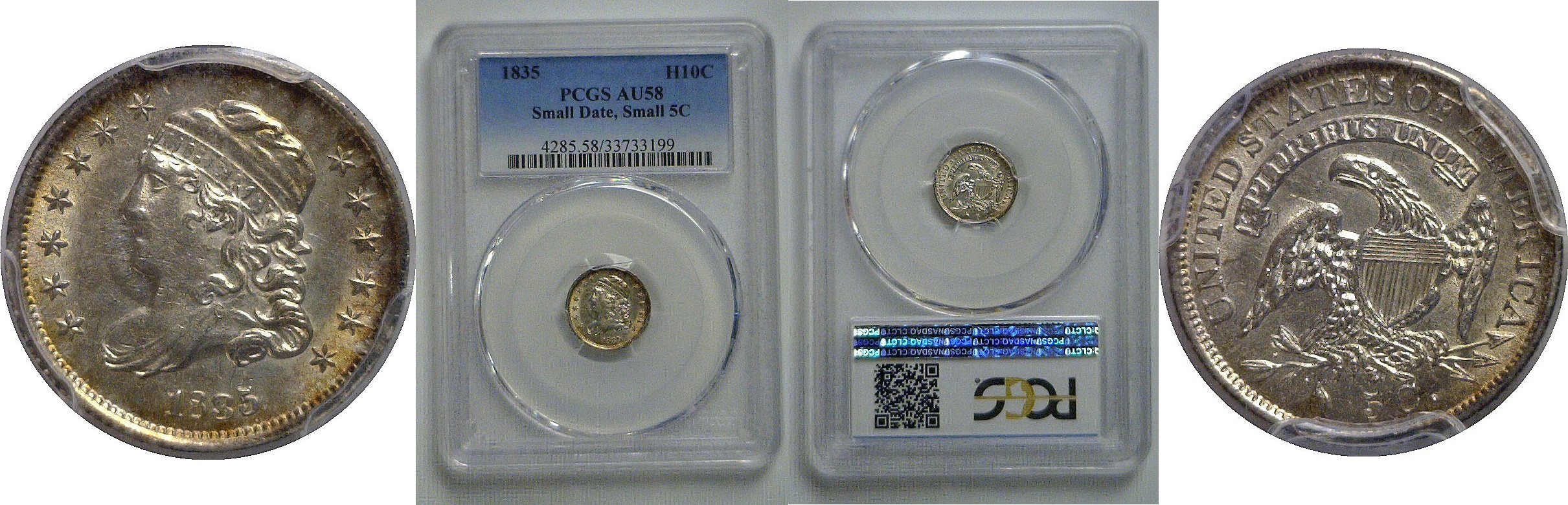 1835 Bust Half Dime   PCGS AU-58