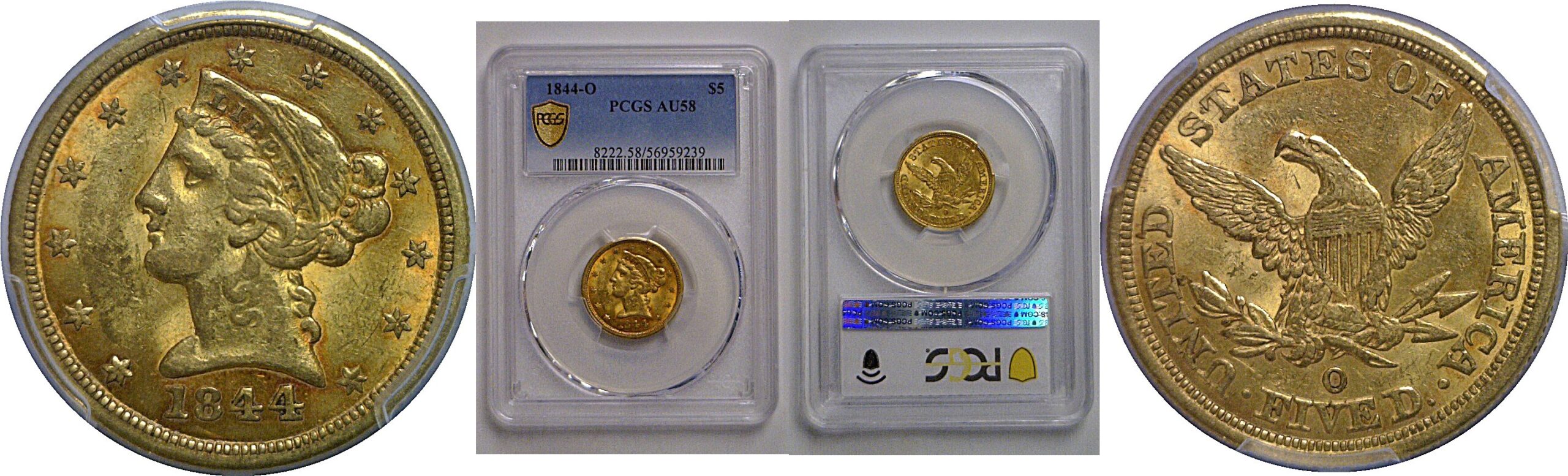 1844-O $5 Liberty   PCGS AU-58