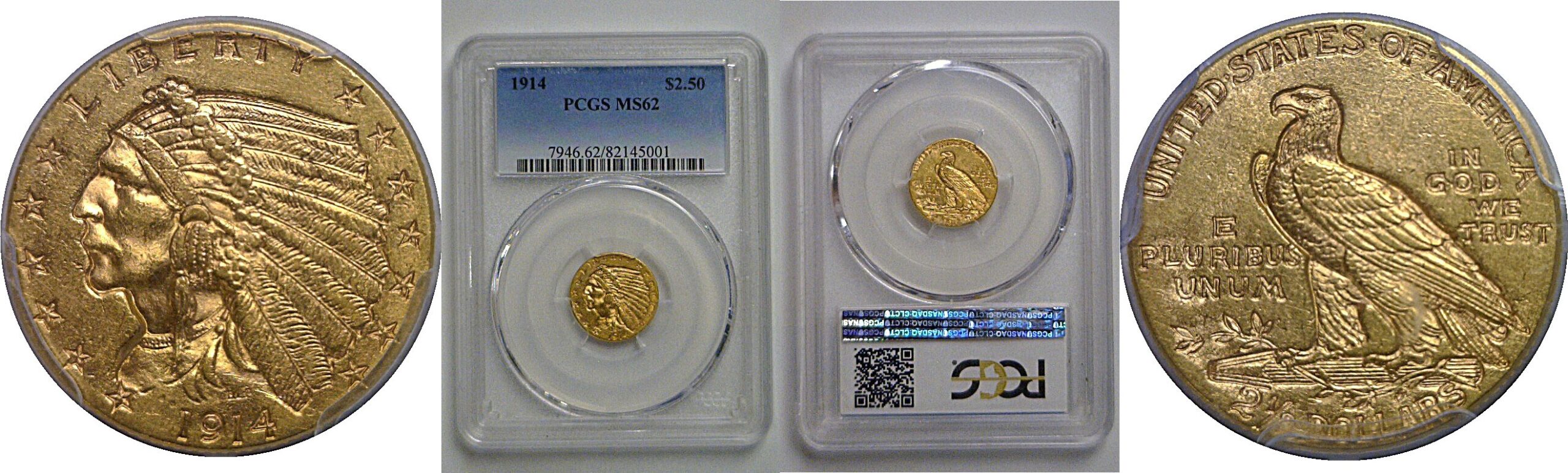 1914 $2 1/2 Indian   PCGS MS-62
