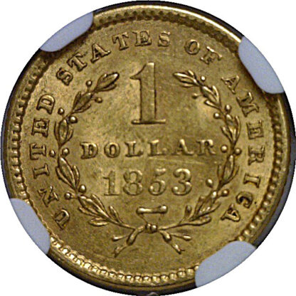 1853 One Dollar Gold Coin   NGC AU-58 - Image 3