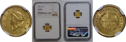 1853 One Dollar Gold Coin   NGC AU-58