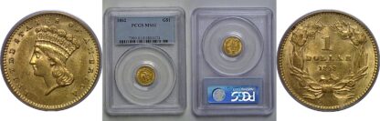 1862 One Dollar Gold Coin   PCGS MS-61