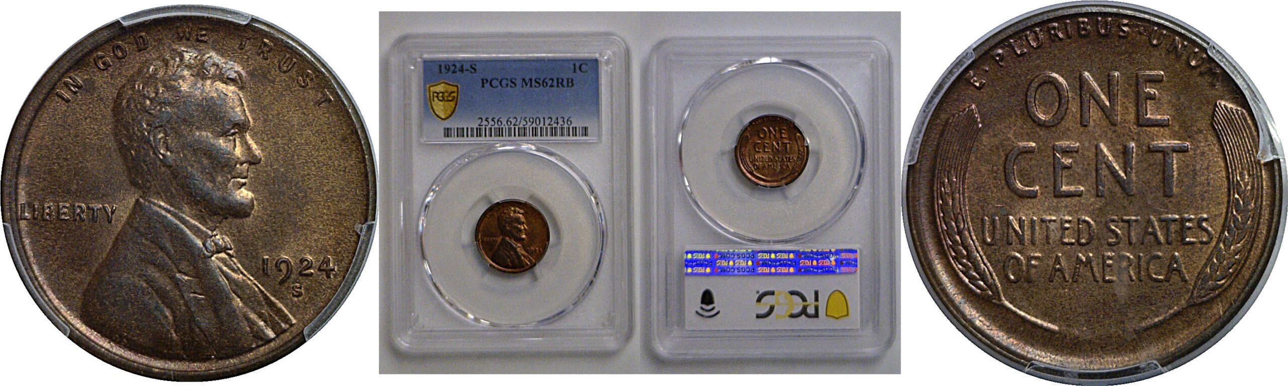 1924-S Lincoln Cent   PCGS MS-62 RB