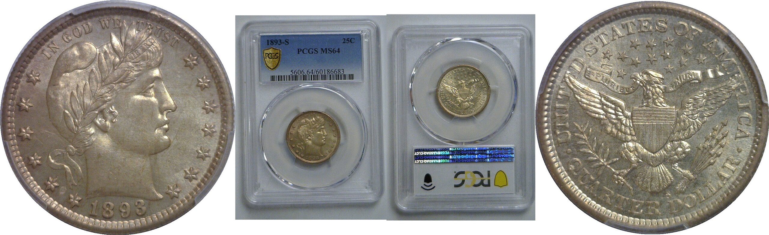 1893-S Barber Quarter   PCGS MS-64