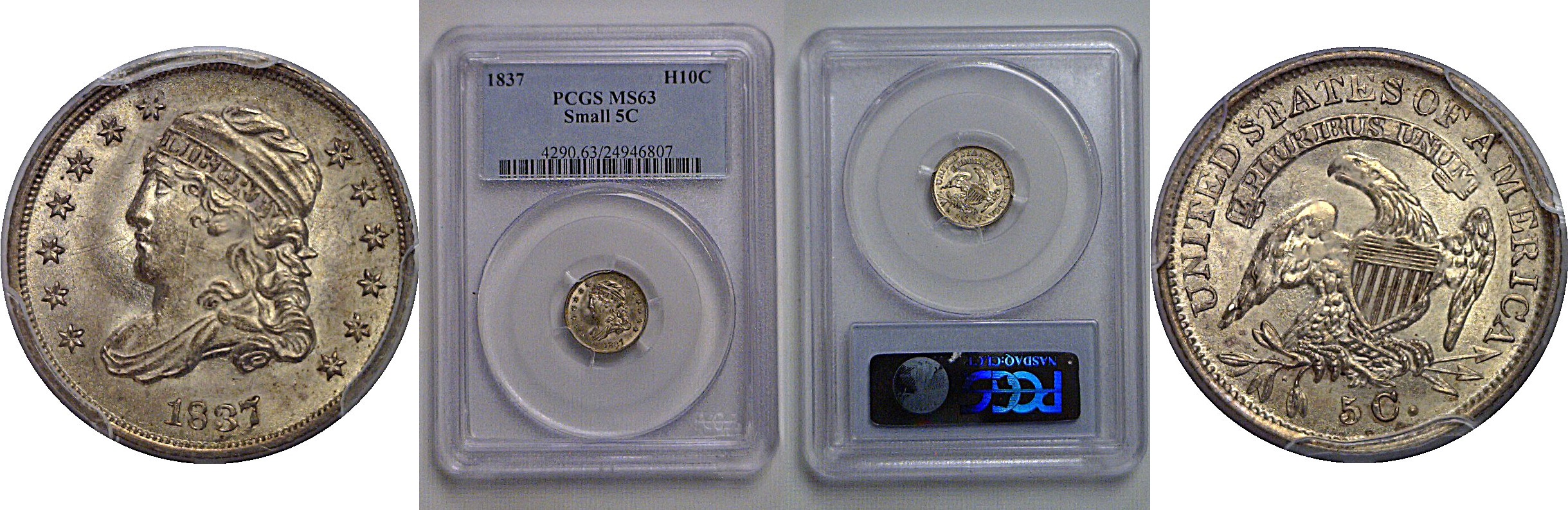 1837 Bust Half Dime   PCGS MS-63
