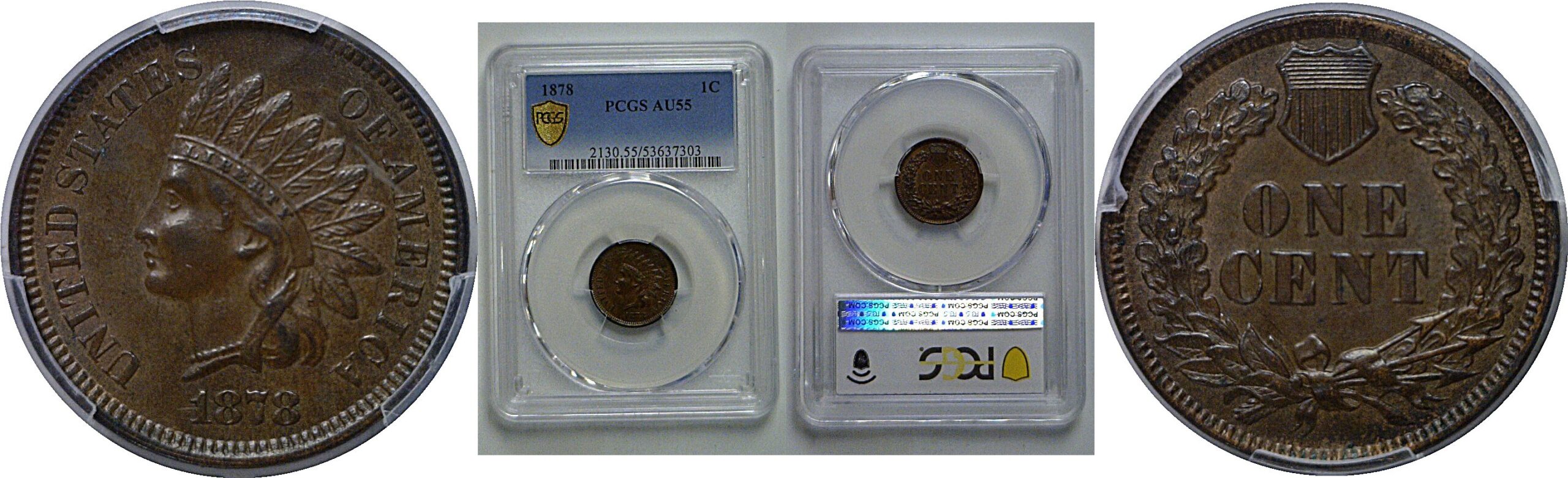 1878 Indian Head Cent   PCGS AU-55