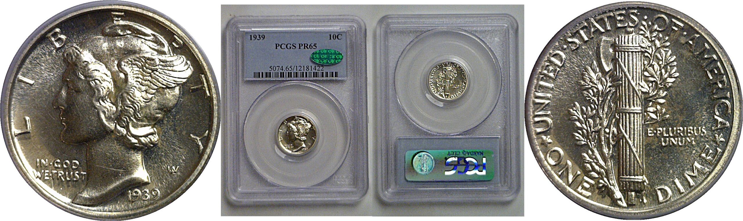 1939 Mercury Dime   PCGS PR-65  CAC