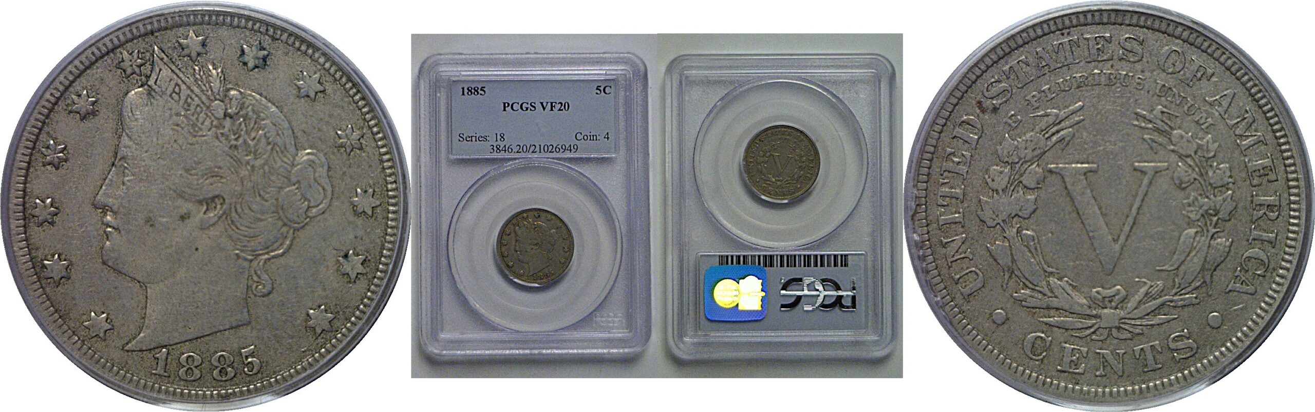 1885 Liberty Nickel   PCGS VF-20