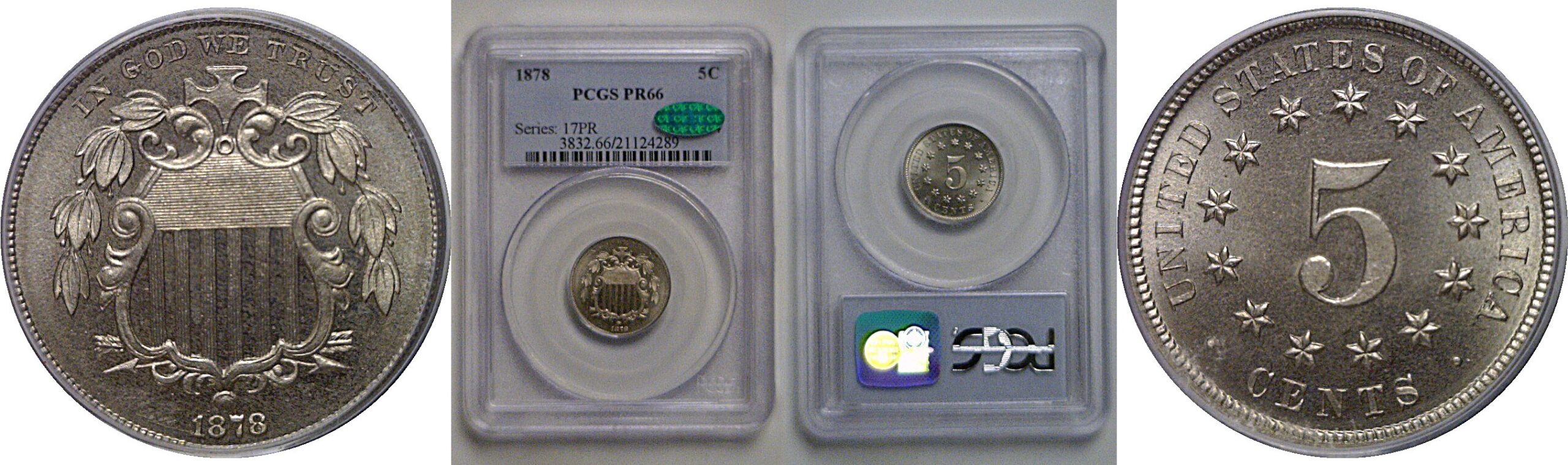 1878 Shield Nickel   PCGS PR-66  CAC