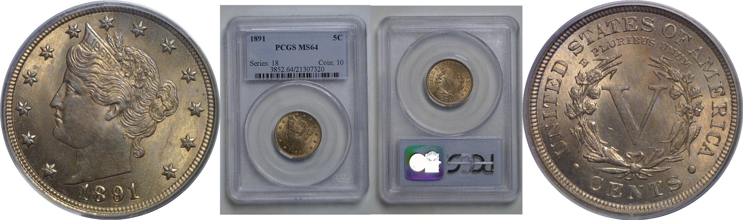 1891 Liberty Nickel    PCGS MS-64