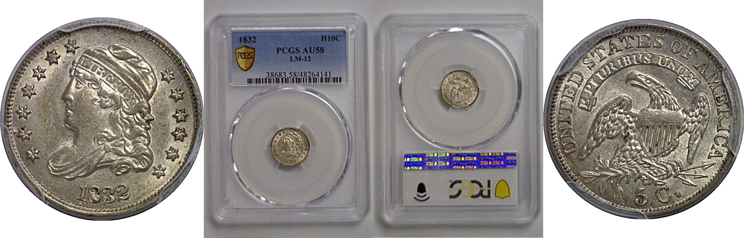 1832 Bust Half Dime   PCGS AU-58
