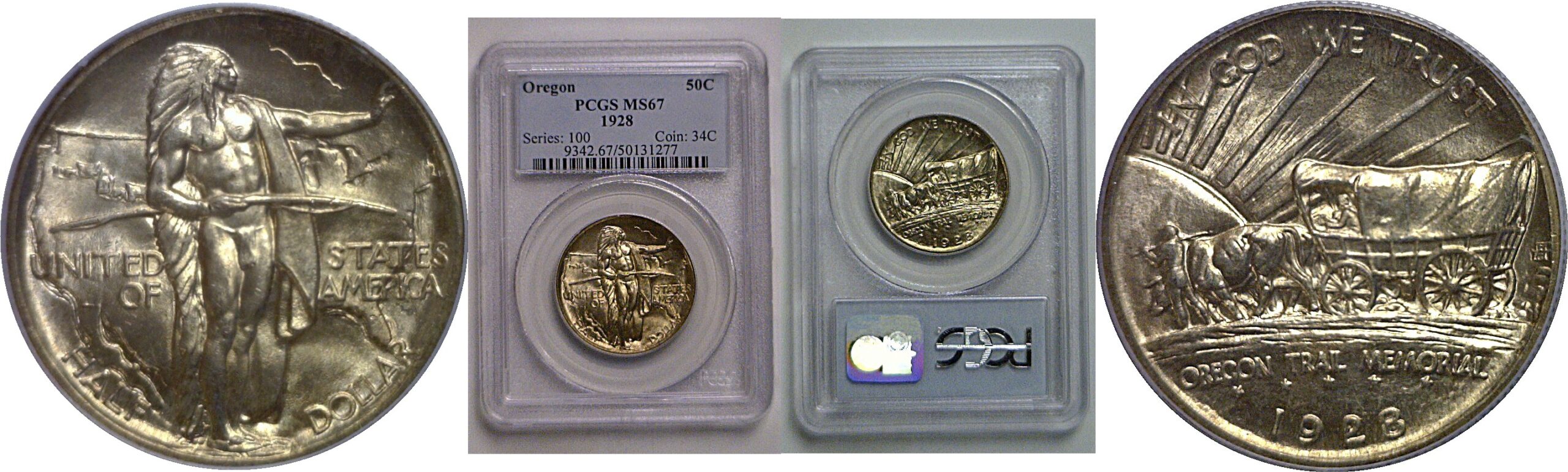 1928 Oregon Trail Commemorative Half Dollar    PCGS MS-67