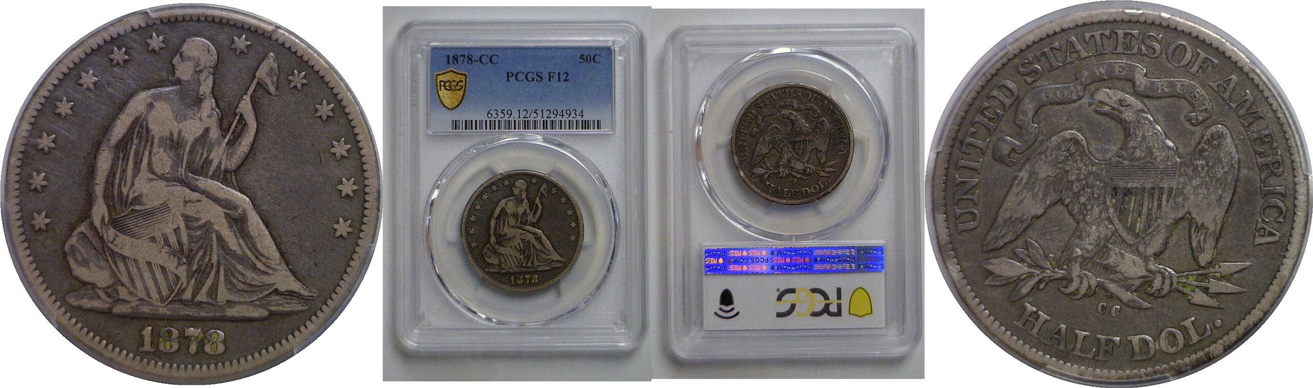 1878-CC Seated Liberty Half Dollar   PCGS F-12