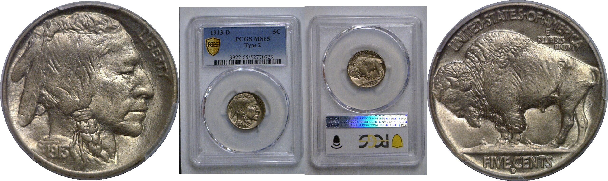 1913-D T-2  Buffalo Nickel    PCGS MS-65