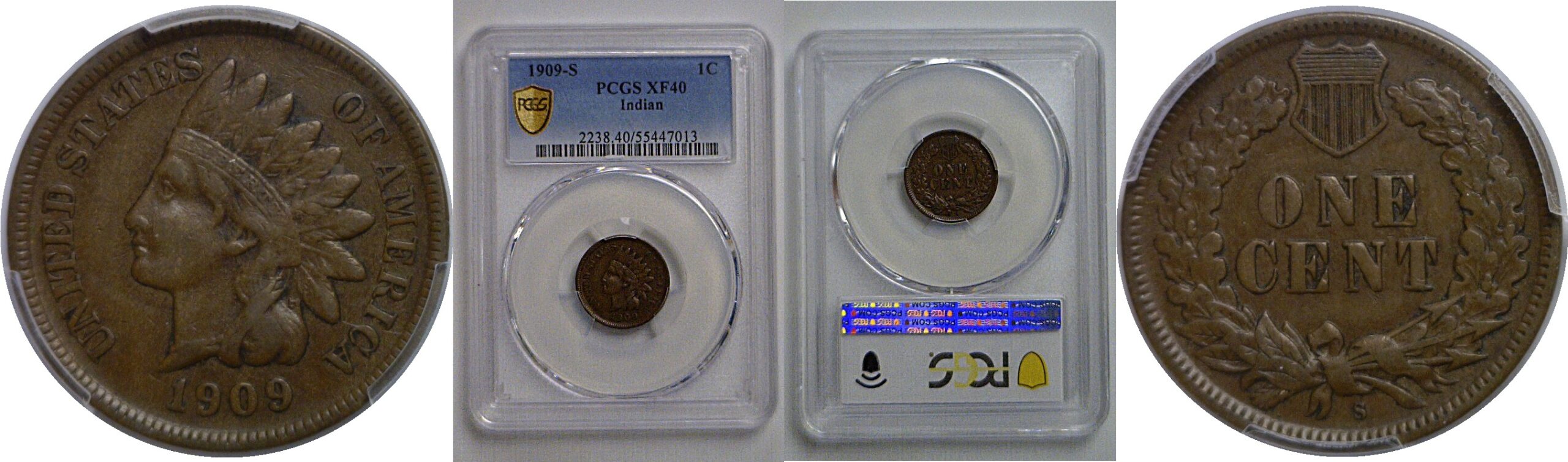 1909-S Indian Head Cent    PCGS XF-40