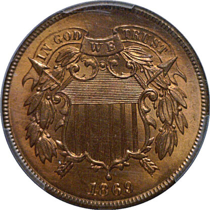 1869 Two Cent Piece   PCGS MS-66 RD - Image 2