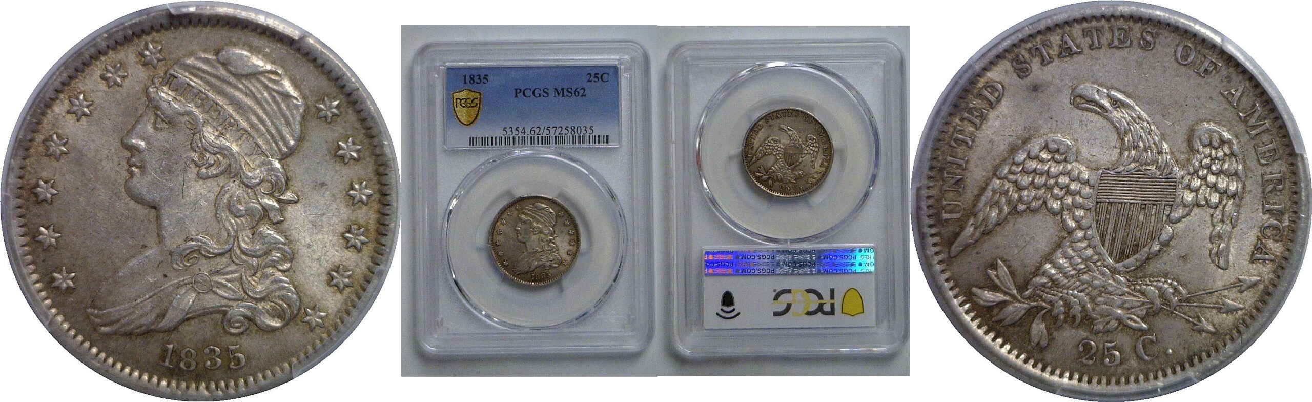 1835 Bust Quarter   PCGS MS-62