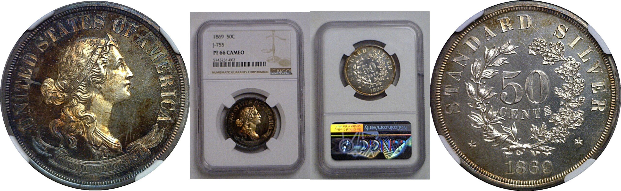 1869 Pattern Half Dollar  Judd-755   NGC PR-66 CAM