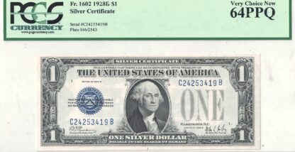 1928-D $1 Silver Certificate Fr-1602 PCGS Choice CU-64 PPQ - Image 2