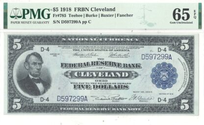 1918 $5 Federal Reserve Bank Note Fr-785 PMG Gem CU-65 EPQ - Image 2