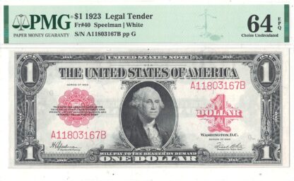 1923 $1 Legal Tender Note Fr-40 PMG Choice CU-64 EPQ - Image 2