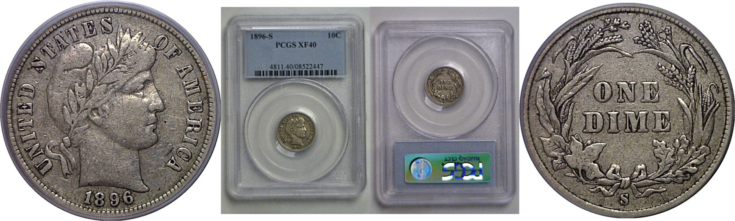 1896-S Barber Dime   PCGS XF-40