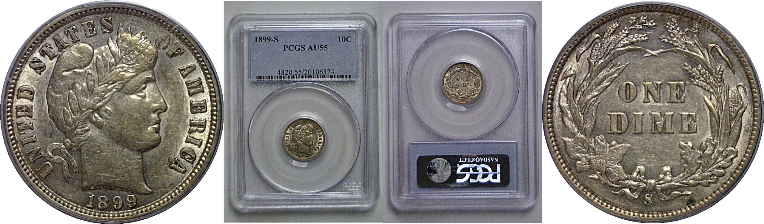 1899-S Barber Dime   PCGS AU-55