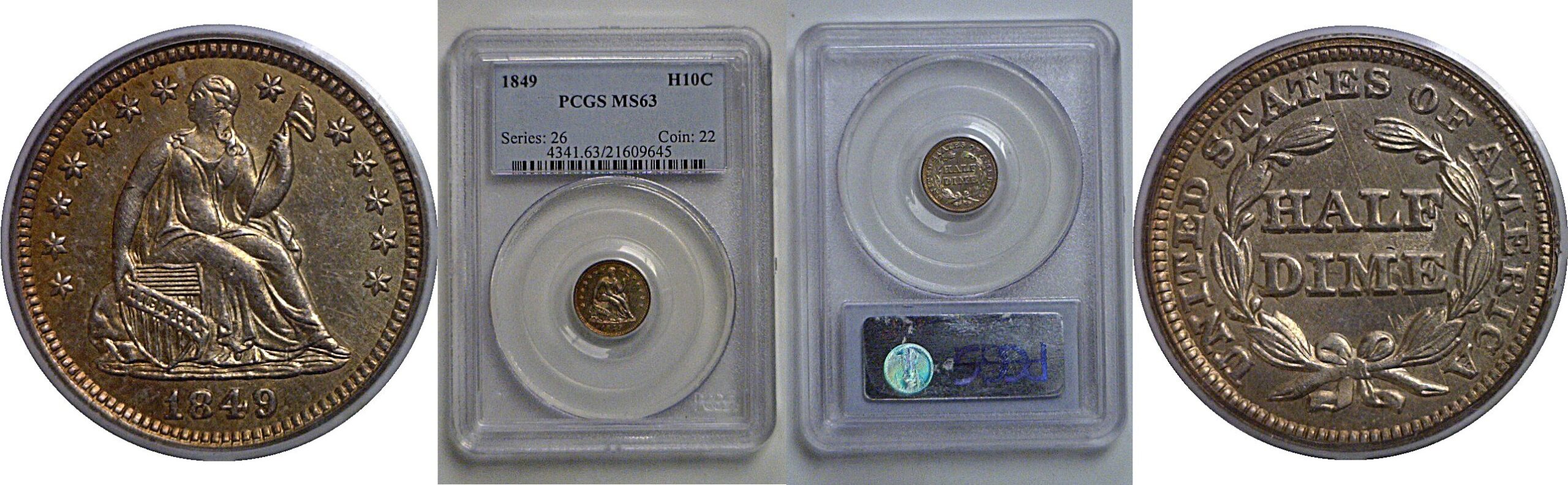 1849 Seated Liberty Half Dime   PCGS MS-63