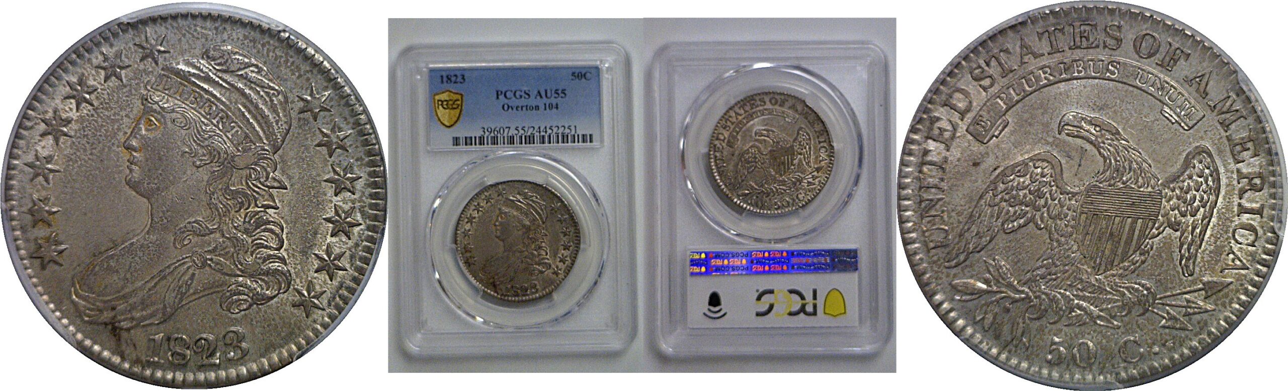 1823 Bust Half Dollar    PCGS AU-55