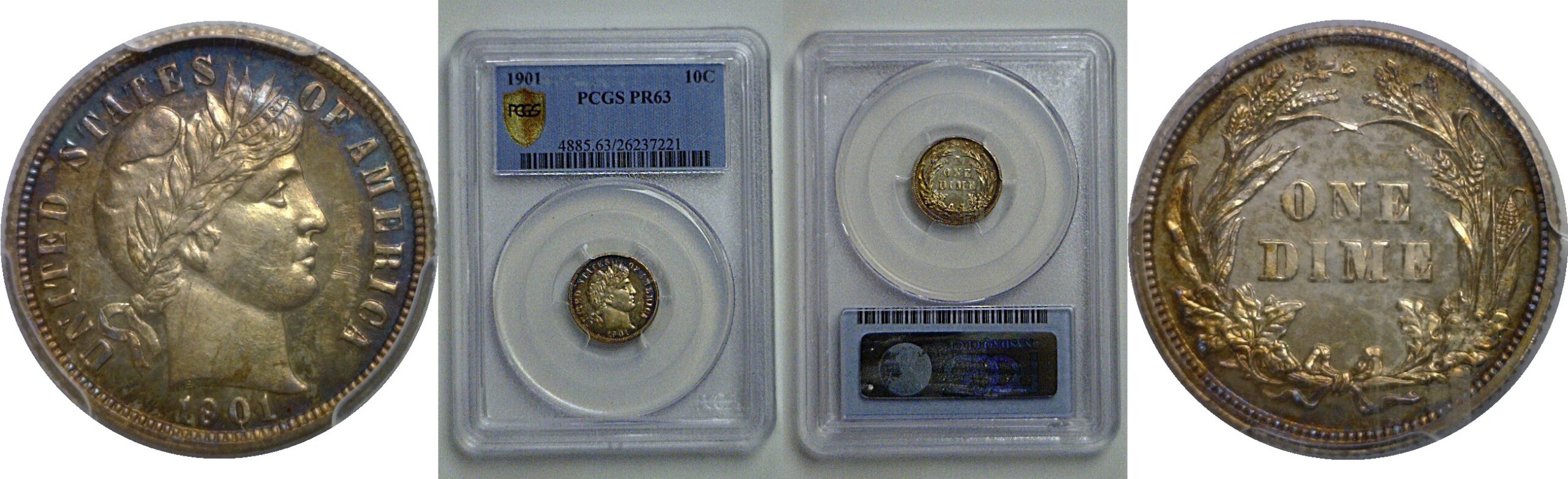 1901 Barber Dime   PCGS PR-63