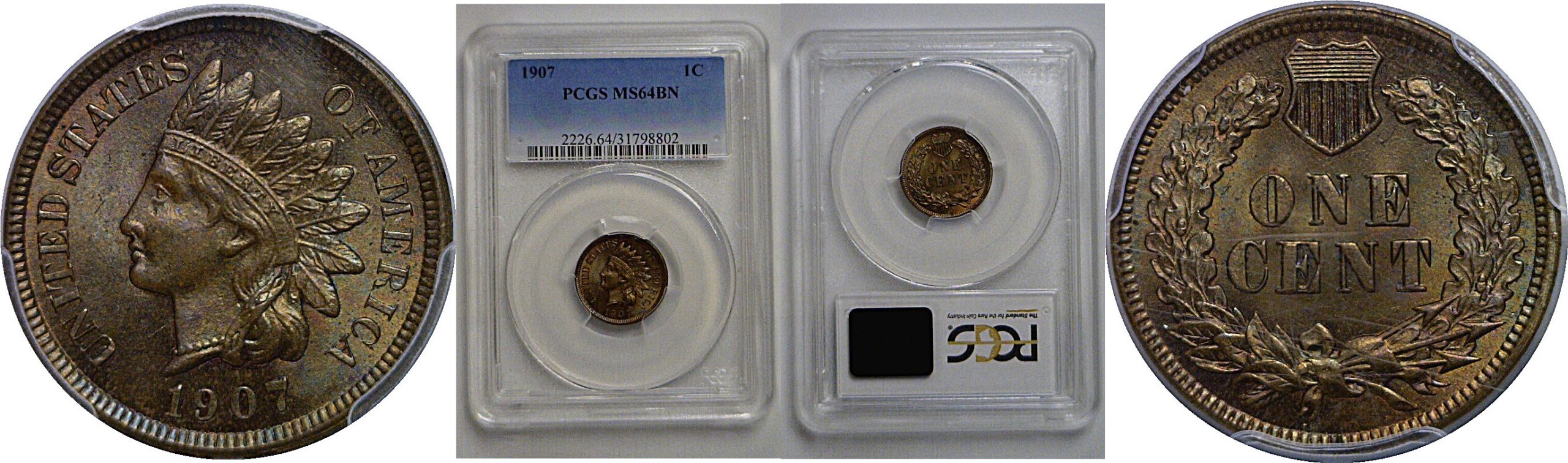 1907 Indian Head Cent   PCGS MS-64 BN