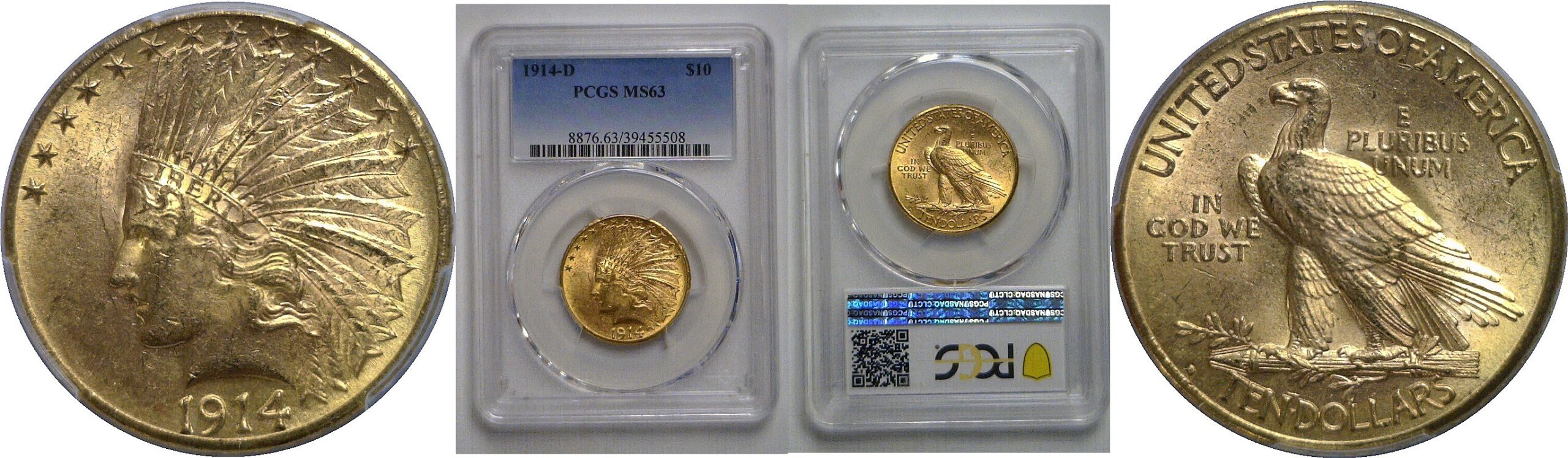 1914-D $10 Indian   PCGS MS-63