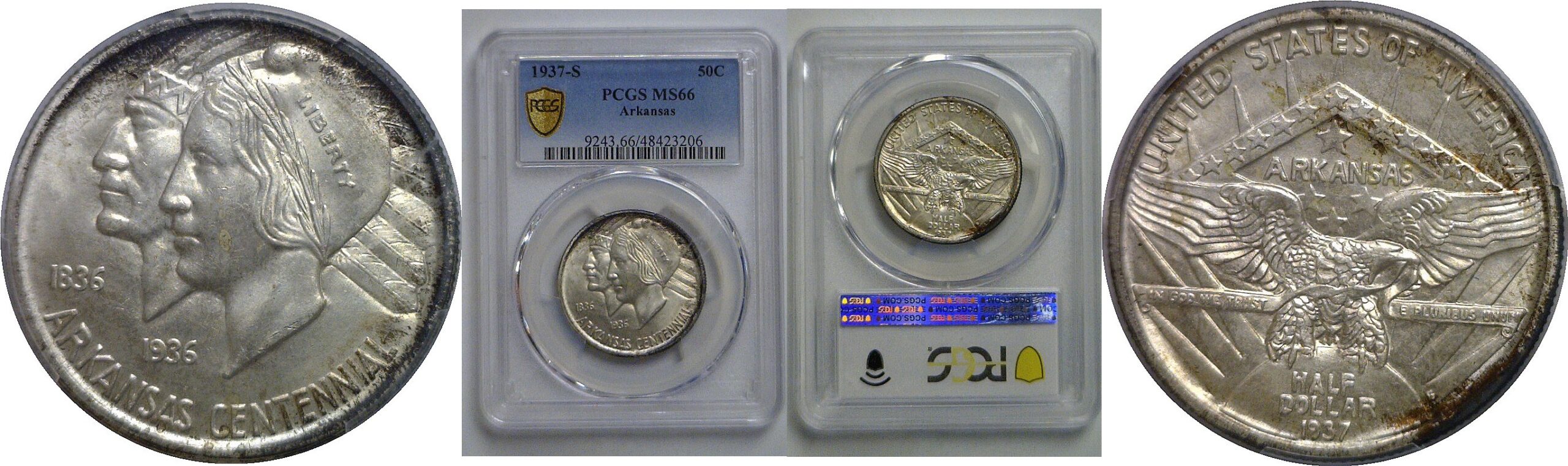 1937-S Arkansas Commemorative Half Dollar   PCGS MS-66