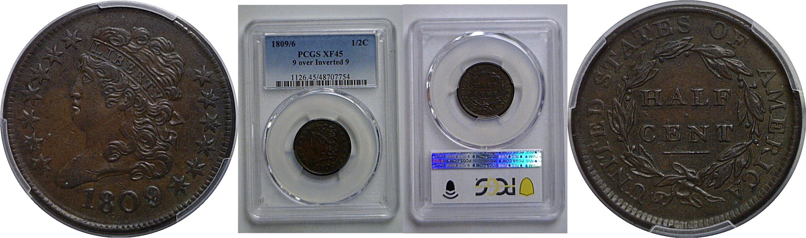 1809/6 Half Cent   PCGS XF-45