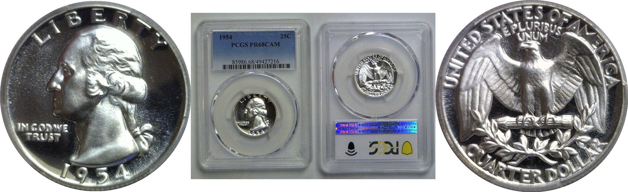 1954 Washington  Quarter   PCGS PR-68 CAM