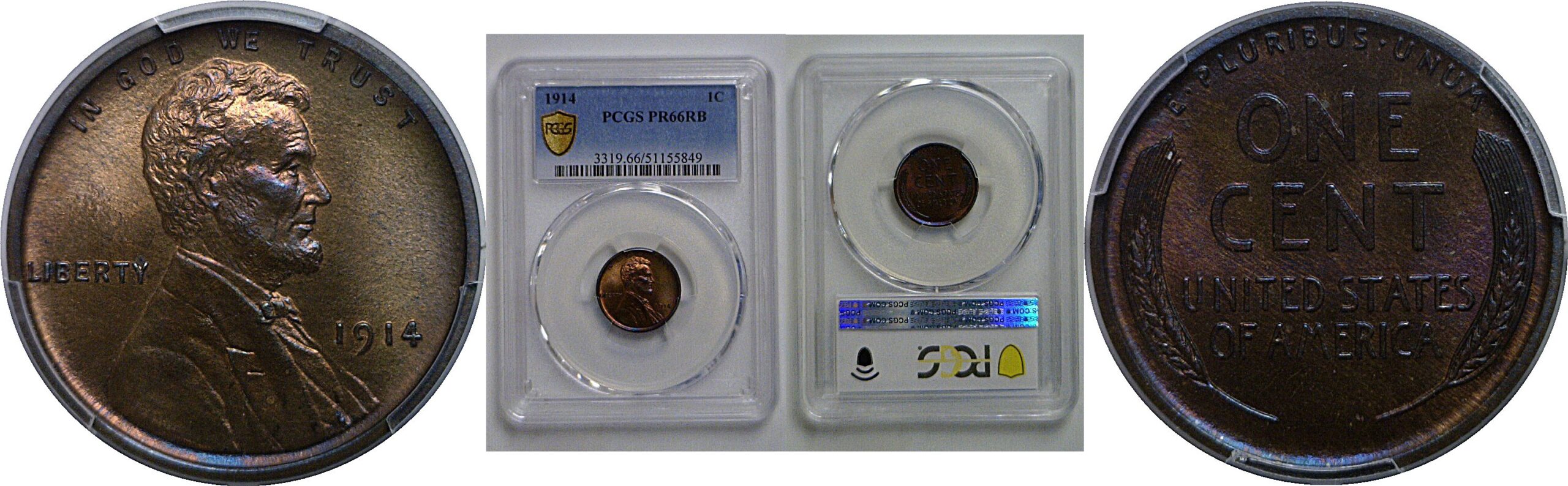 1914 Lincoln Cent   PCGS PR-66 RB