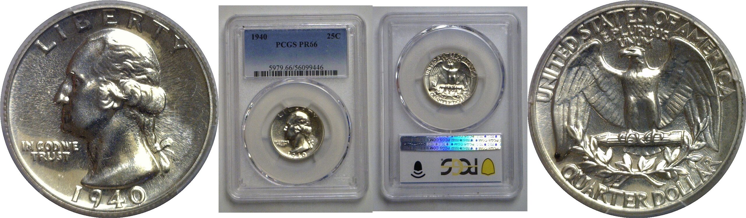 1940 Washington Quarter   PCGS PR-66