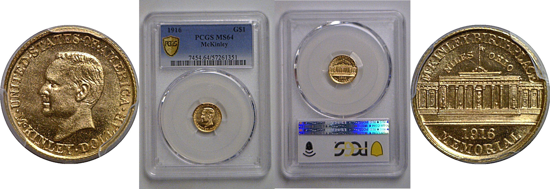 1916 $1 McKinley Gold Commemorative   PCGS MS-64