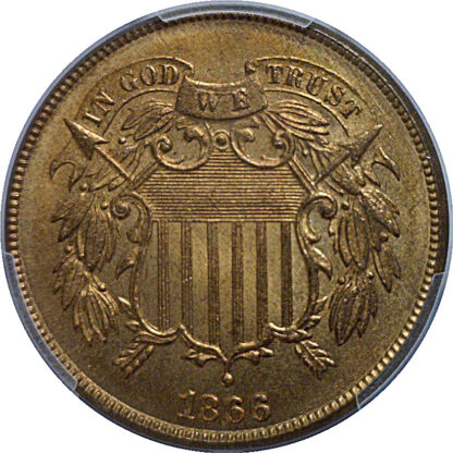 1866 Two Cent Piece   PCGS MS-66 RD - Image 2