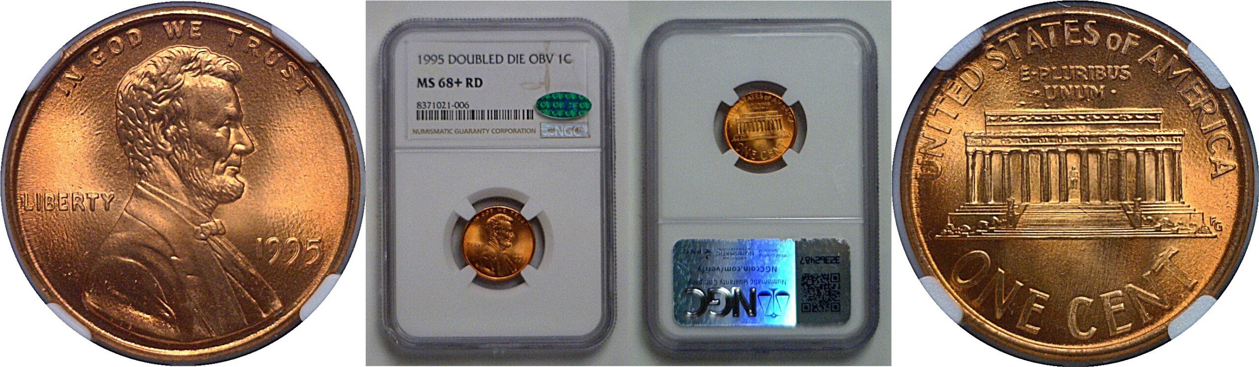 1995 Doubled Die Obverse  Lincoln Cent    NGC MS-68+  CAC