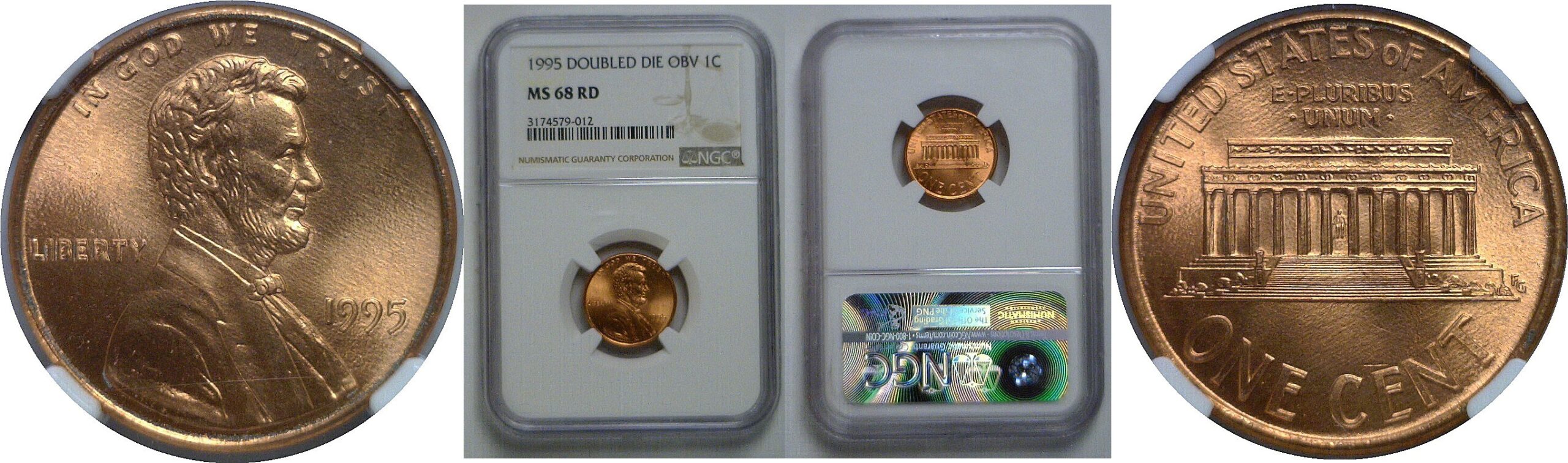 1995 Doubled Die Obverse   Lincoln Cent   NGC MS-68 RD