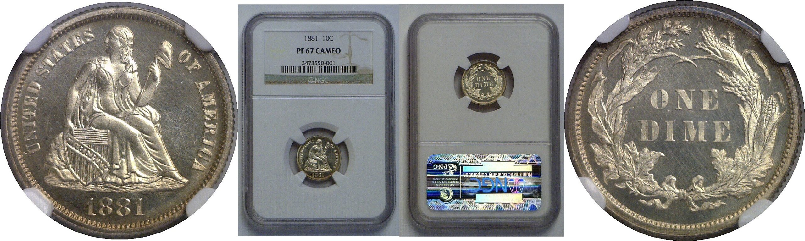 1881 Seated Liberty Dime    NGC PF-67 Cameo