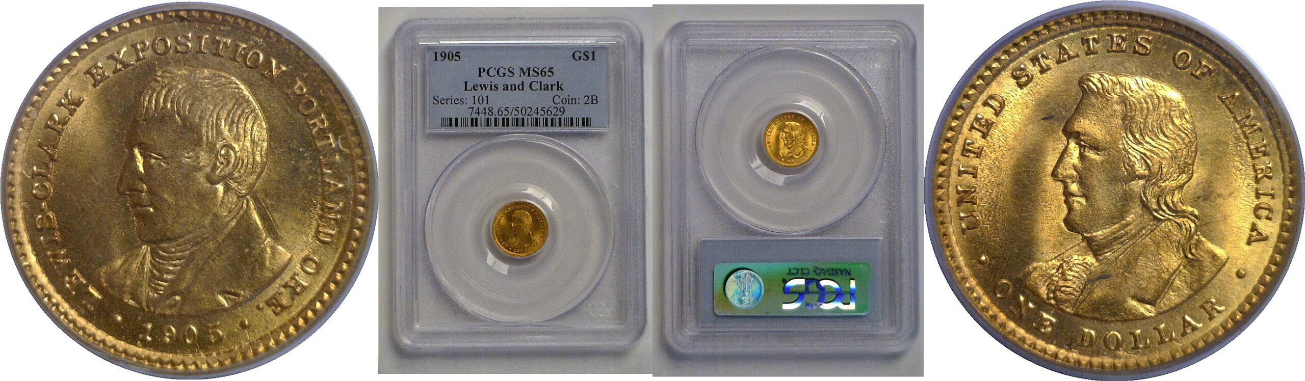 1905  $1 Lewis and Clark Gold Commemorative    PCGS MS-65