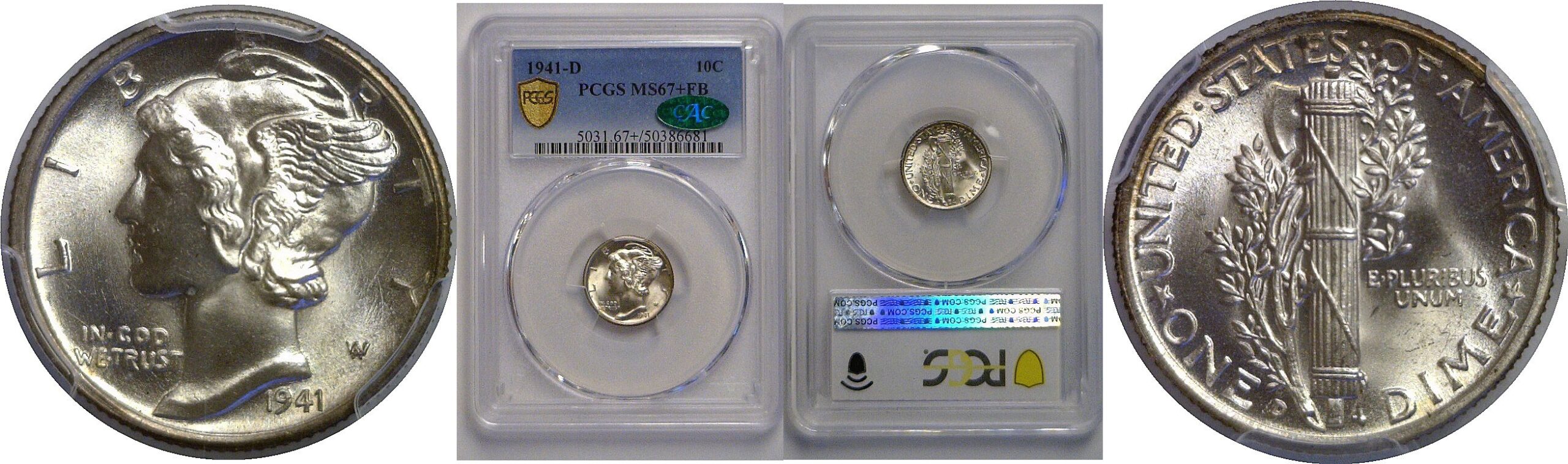 1941-D Mercury Dime   PCGS MS-67+ FB  CAC