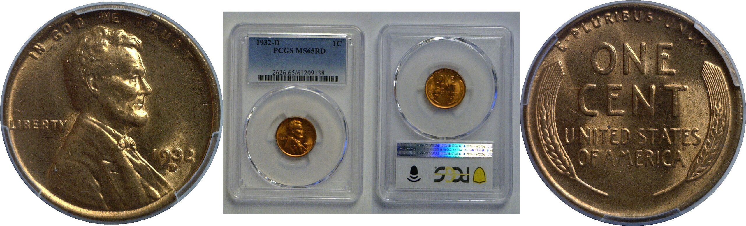 1932-D Lincoln Cent   PCGS MS-65 RD