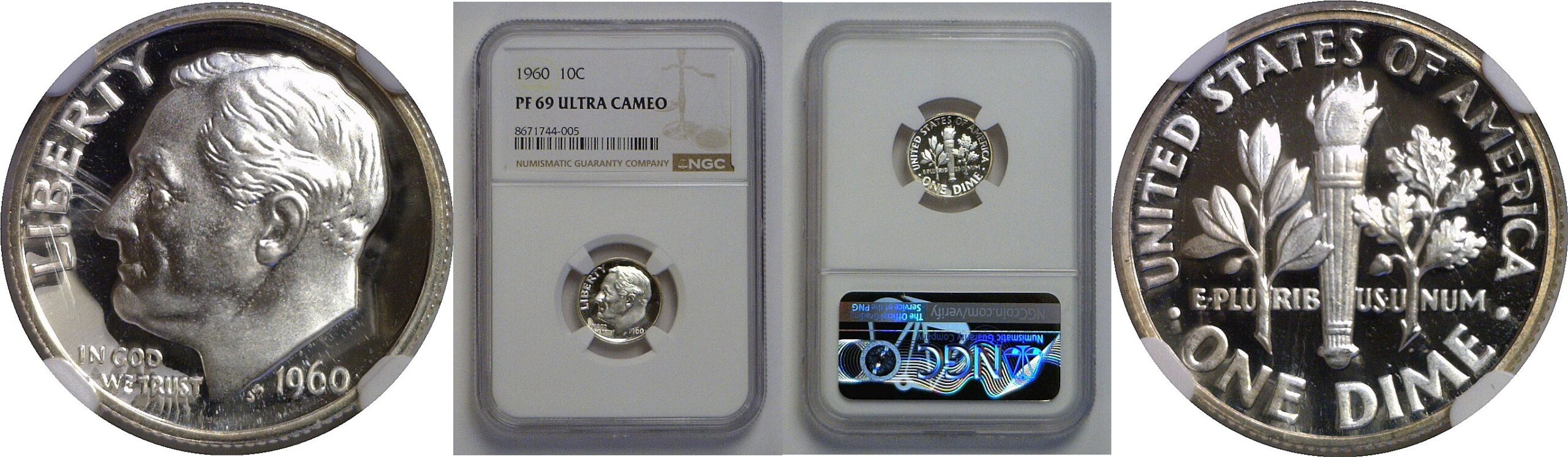 1960 Roosevelt Dime   NGC PF-69  Ultra Cameo