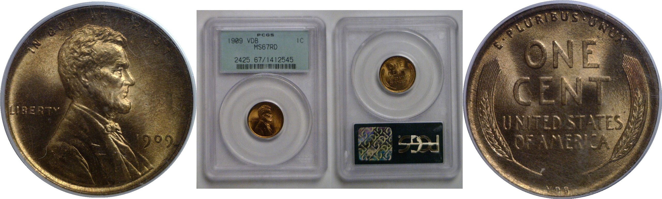 1909-VDB Lincoln Cent   PCGS MS-67 RD