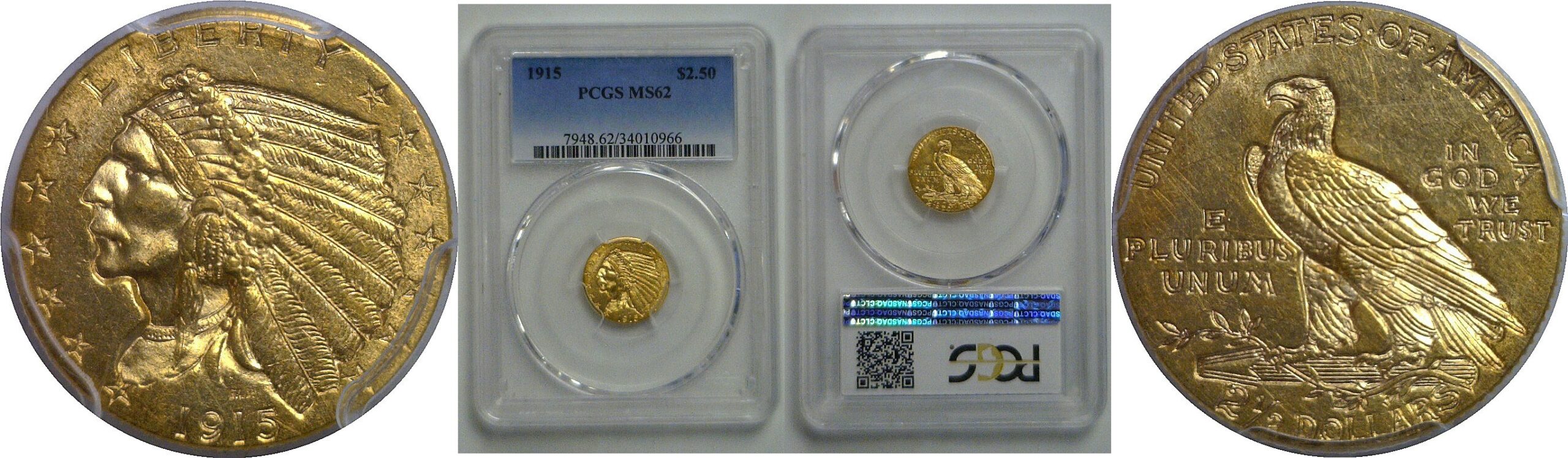 1915 $2 1/2 Indian  -  PCGS MS-62