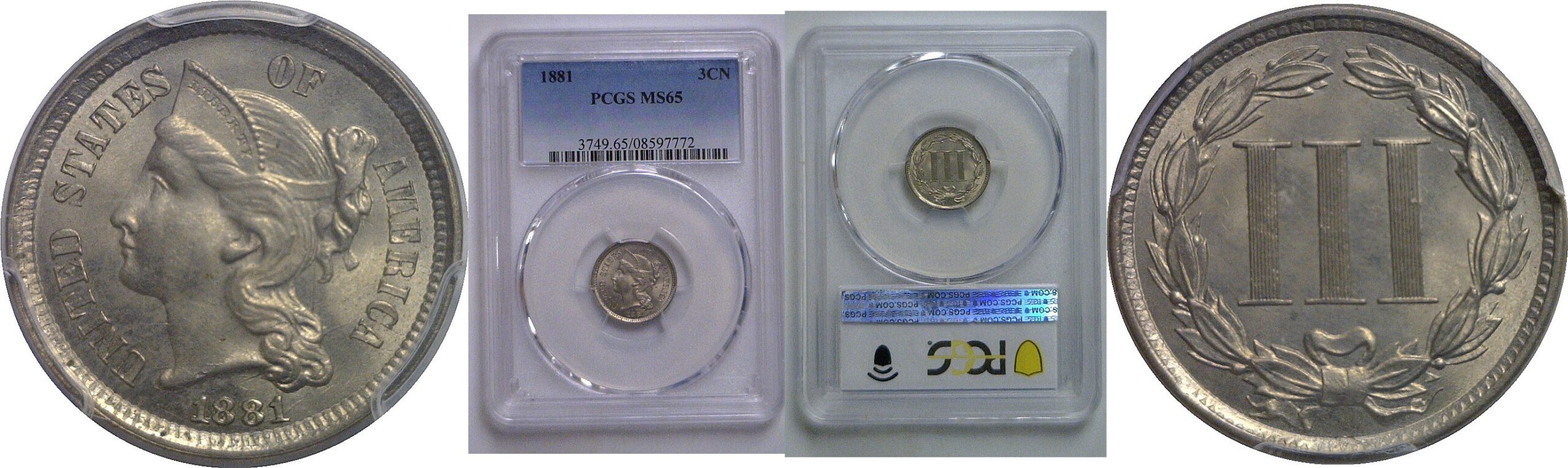 1881 Nickel Three Cent   PCGS MS-65