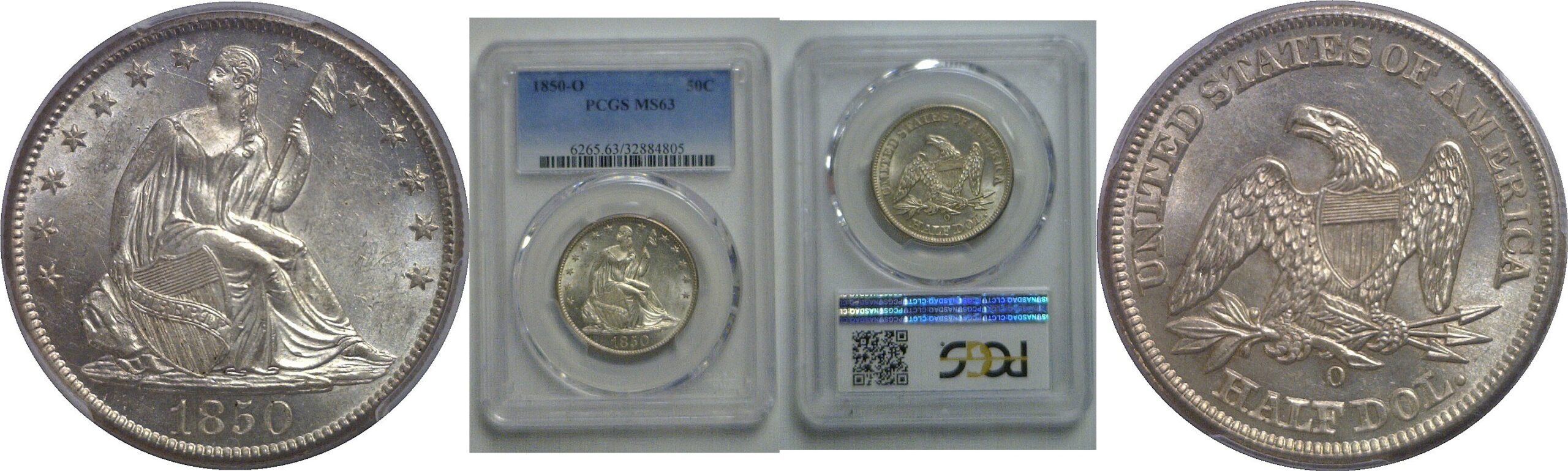1850-O Seated Liberty Half Dollar    PCGS MS-63